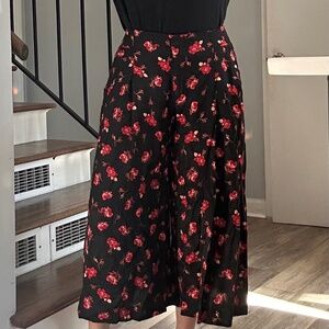 Maeve Anthropologie Floral Wide Leg Pants | Black | Size S